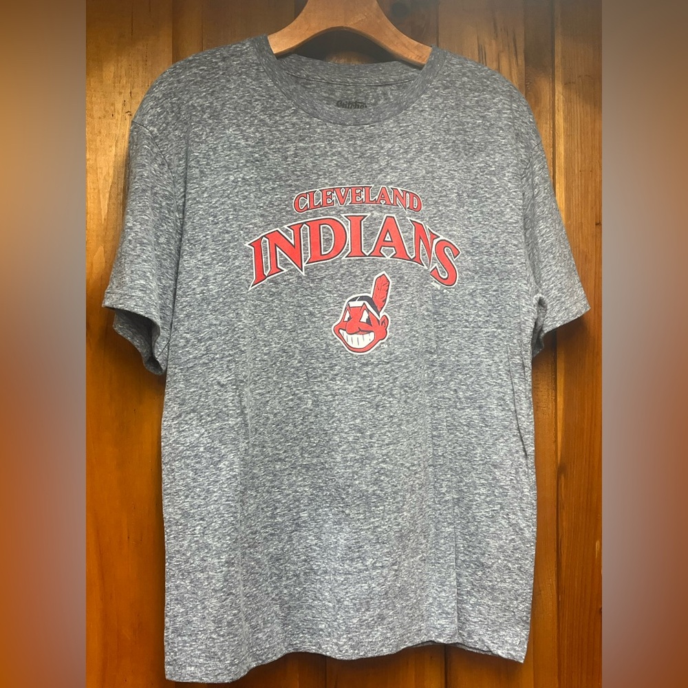 Stitches Cleveland Indians (Guardians) Men’s Chief Wahoo Logo T-Shirt XL Gray